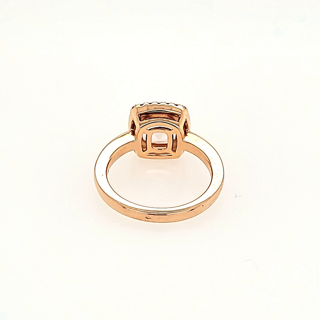 Chatham Morganite Halo Ring with Diamonds in 14k Gold