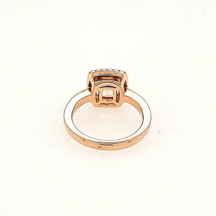 Chatham Morganite Halo Ring with Diamonds in 14k Gold
