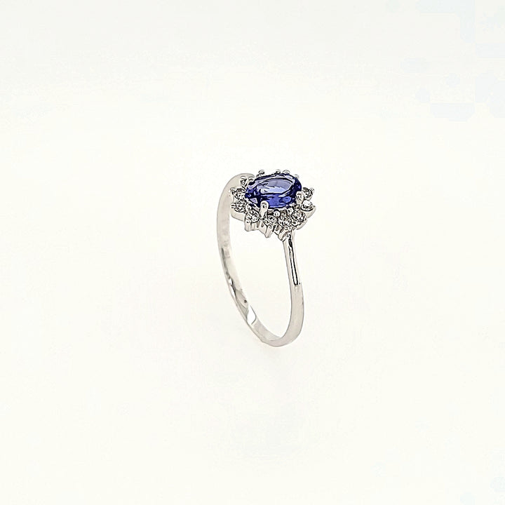 Princess Inspired Tanzanite Ring with Diamonds in 14 Gold