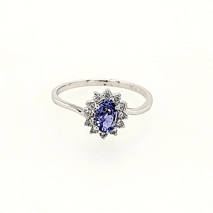 Princess Inspired Tanzanite Ring with Diamonds in 14 Gold