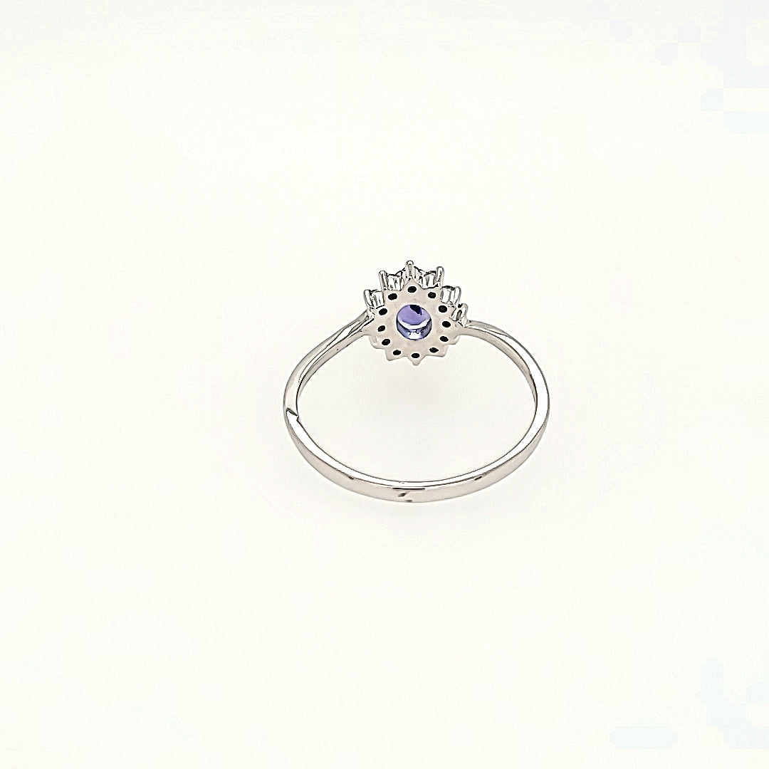 Princess Inspired Tanzanite Ring with Diamonds in 14 Gold