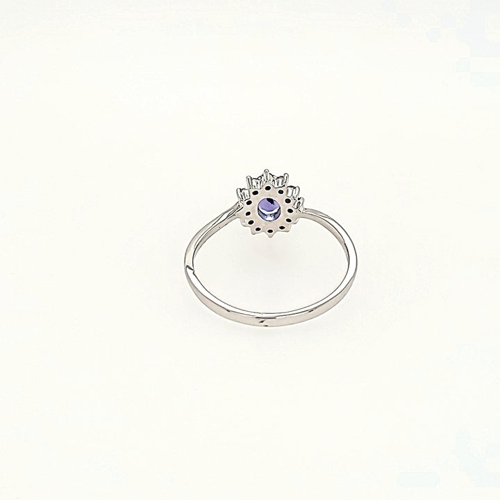 Princess Inspired Tanzanite Ring with Diamonds in 14 Gold