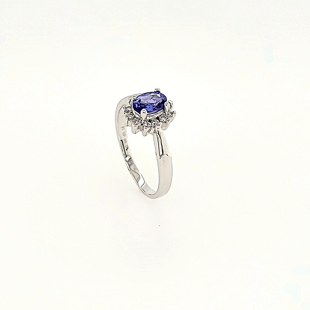 Princess Inspired Tanzanite Ring with Diamonds in 14k Gold
