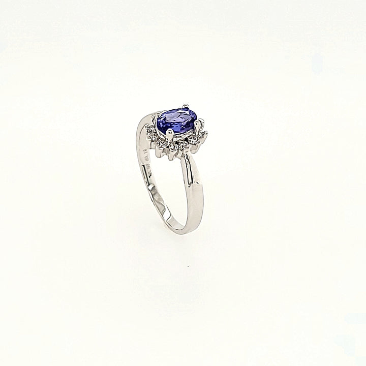 Princess Inspired Tanzanite Ring with Diamonds in 14k Gold