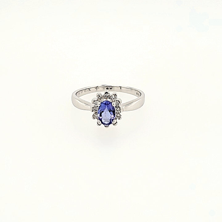 Princess Inspired Tanzanite Ring with Diamonds in 14k Gold