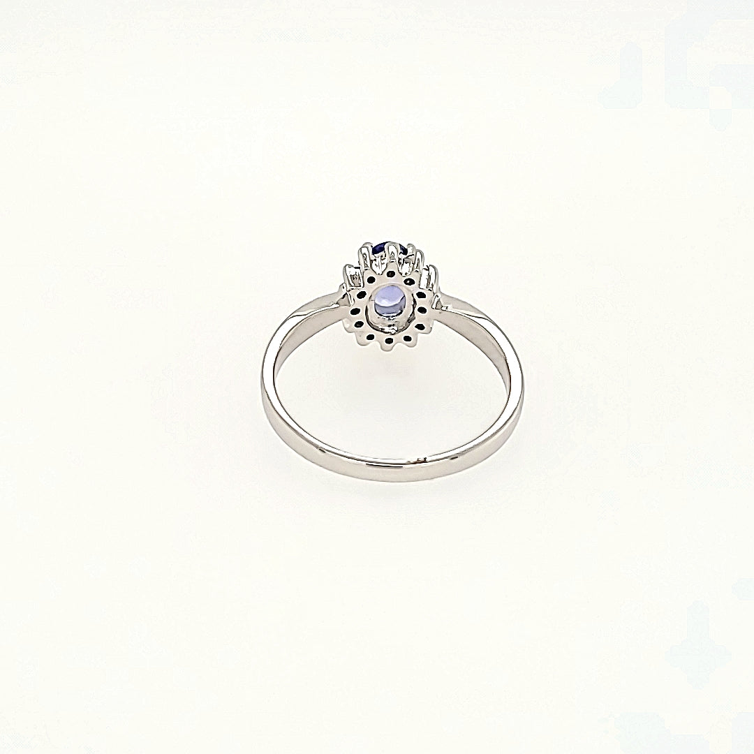 Princess Inspired Tanzanite Ring with Diamonds in 14k Gold