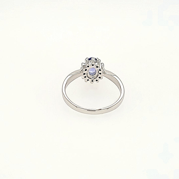 Princess Inspired Tanzanite Ring with Diamonds in 14k Gold