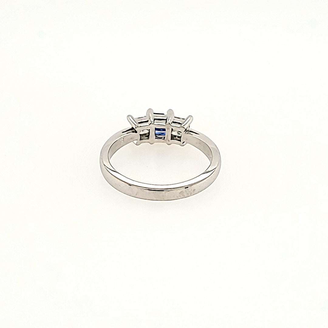 Three Stone Sapphire and Diamond Ring in 14k Gold