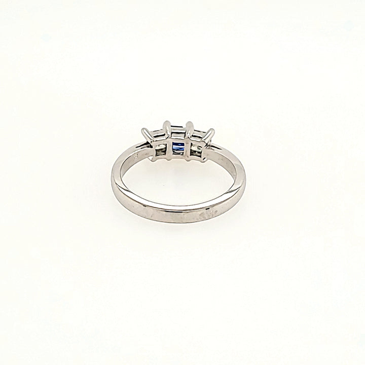 Three Stone Sapphire and Diamond Ring in 14k Gold