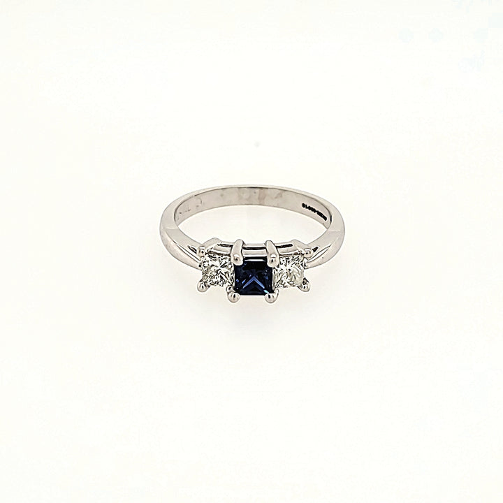Three Stone Sapphire and Diamond Ring in 14k Gold