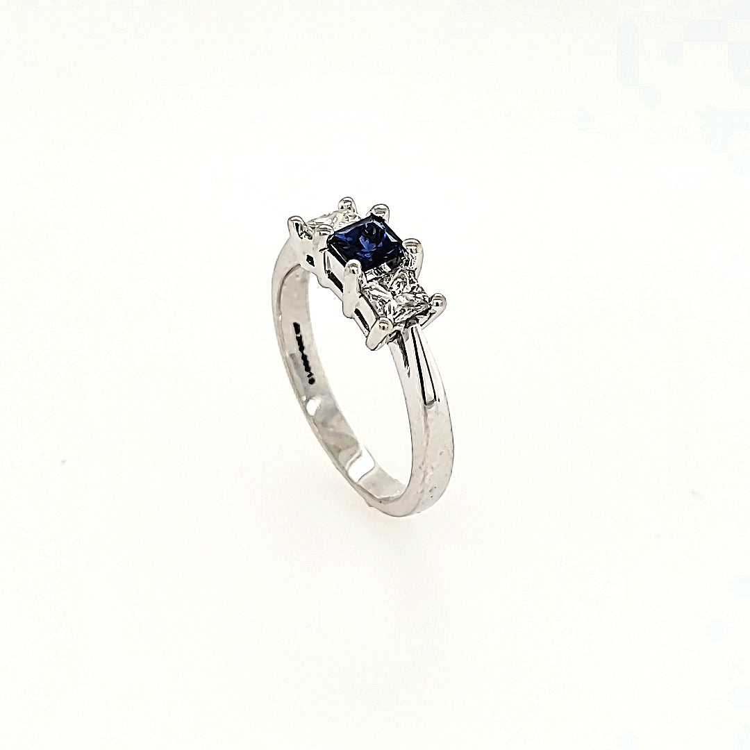 Three Stone Sapphire and Diamond Ring in 14k Gold