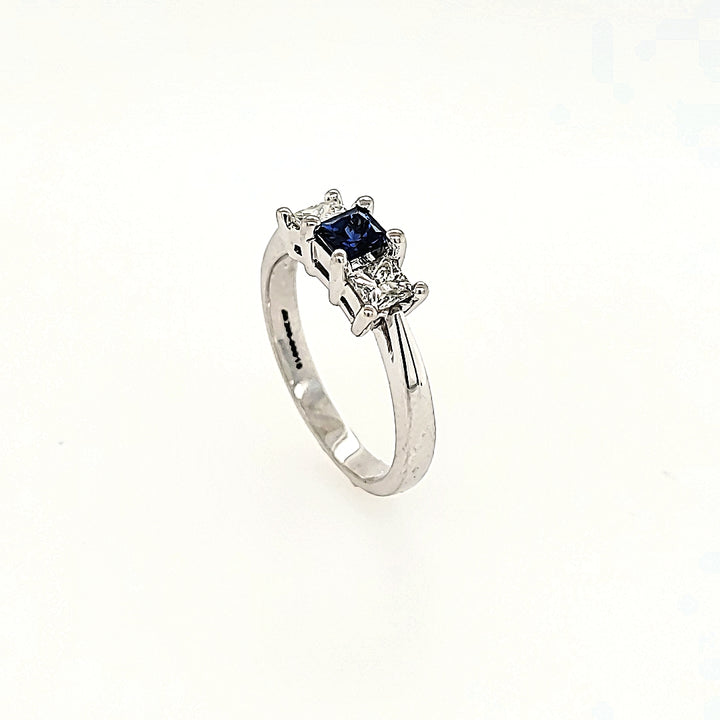 Three Stone Sapphire and Diamond Ring in 14k Gold