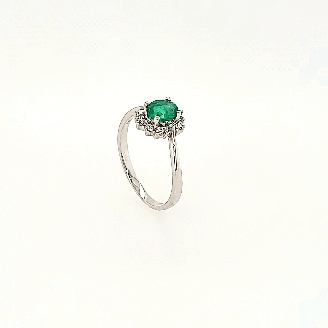 Princess Inspired Emerald Ring with Diamonds in 14k Gold