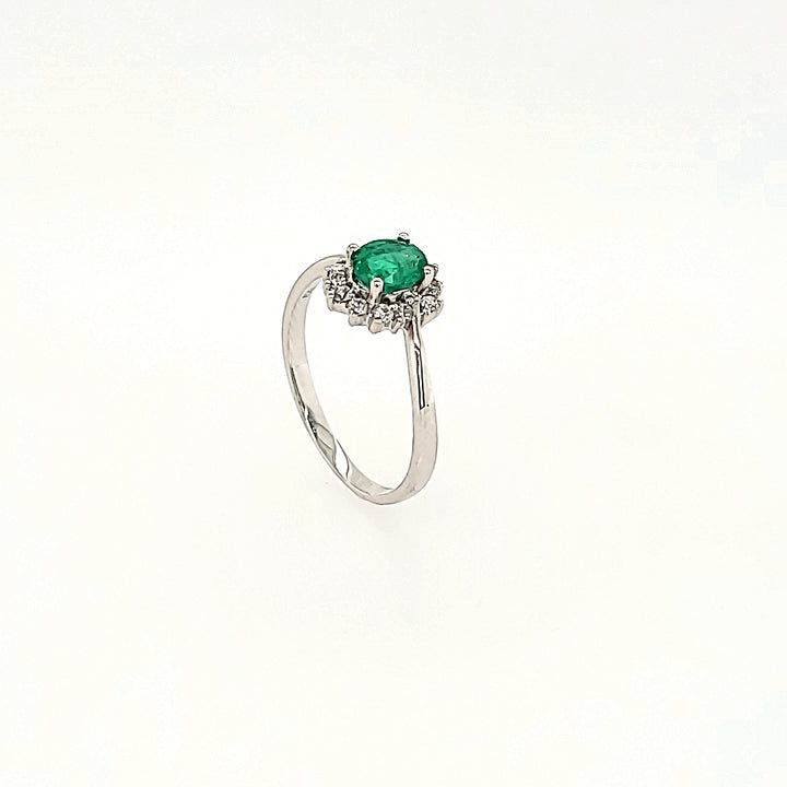 Princess Inspired Emerald Ring with Diamonds in 14k Gold