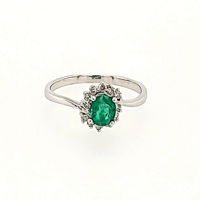 Princess Inspired Emerald Ring with Diamonds in 14k Gold