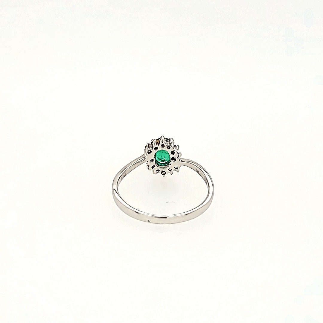 Princess Inspired Emerald Ring with Diamonds in 14k Gold