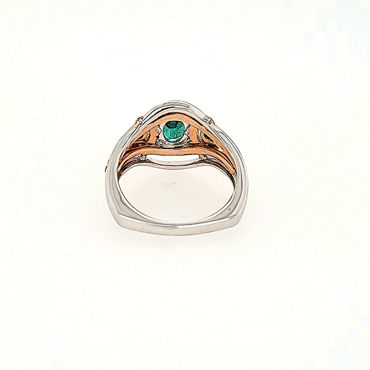 Vintage Inspired Emerald Ring with Diamonds in 14k Gold