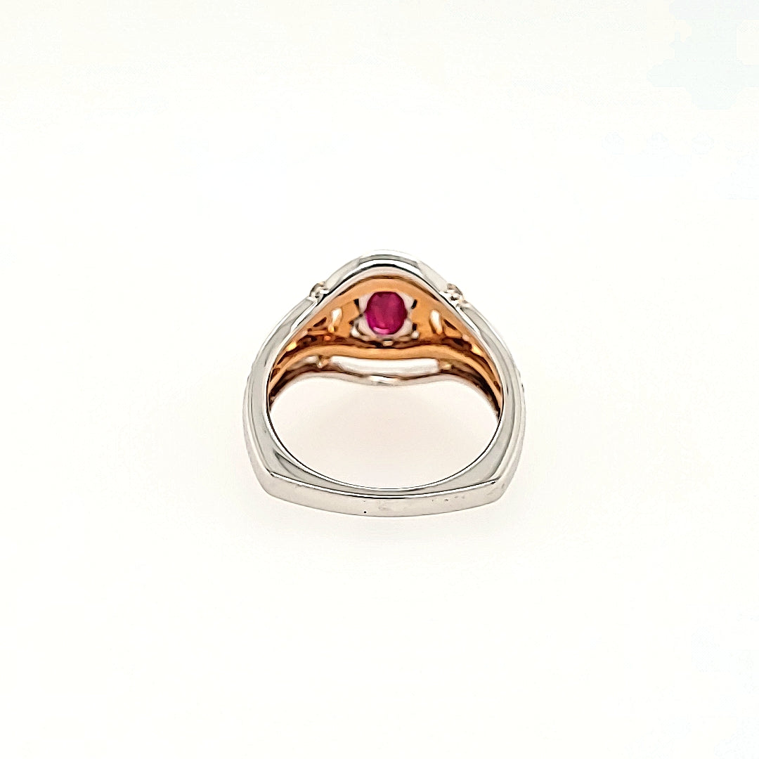 Vintage Inspired Ruby Ring with Diamond Accents in 18k Gold