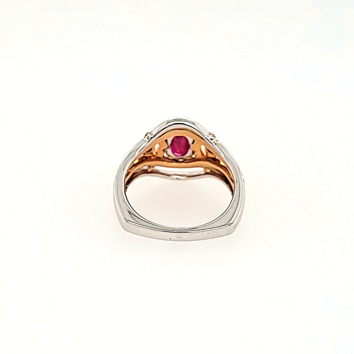 Vintage Inspired Ruby Ring with Diamond Accents in 18k Gold