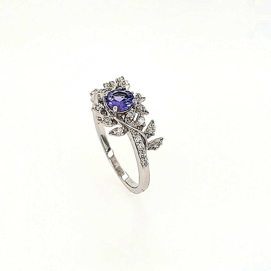 Floral Tanzanite Ring in 14k Gold