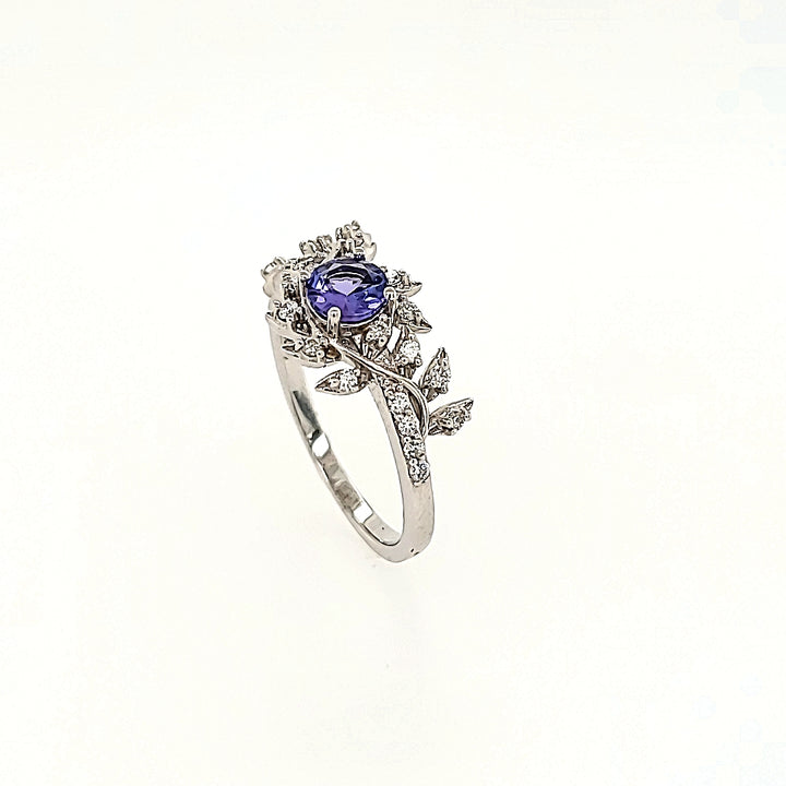 Floral Tanzanite Ring in 14k Gold