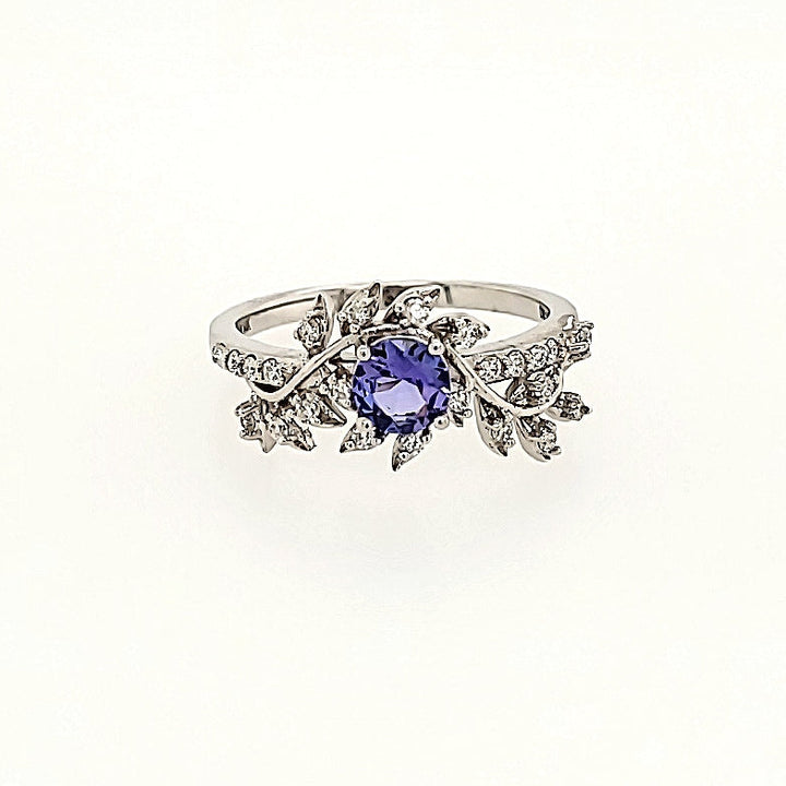 Floral Tanzanite Ring in 14k Gold