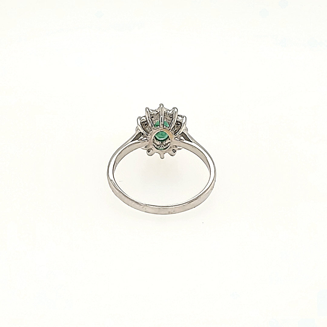 Emerald Halo Ring with Diamonds in 14k Gold