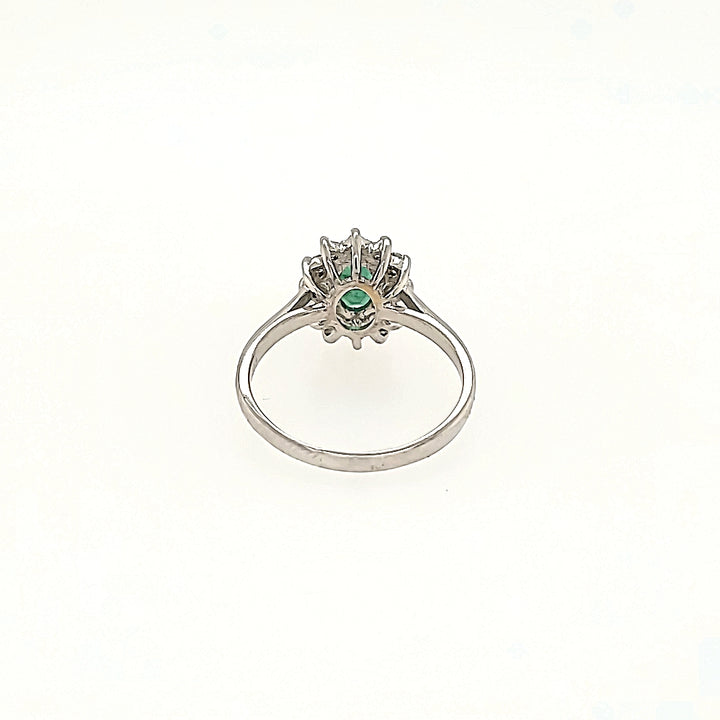 Emerald Halo Ring with Diamonds in 14k Gold