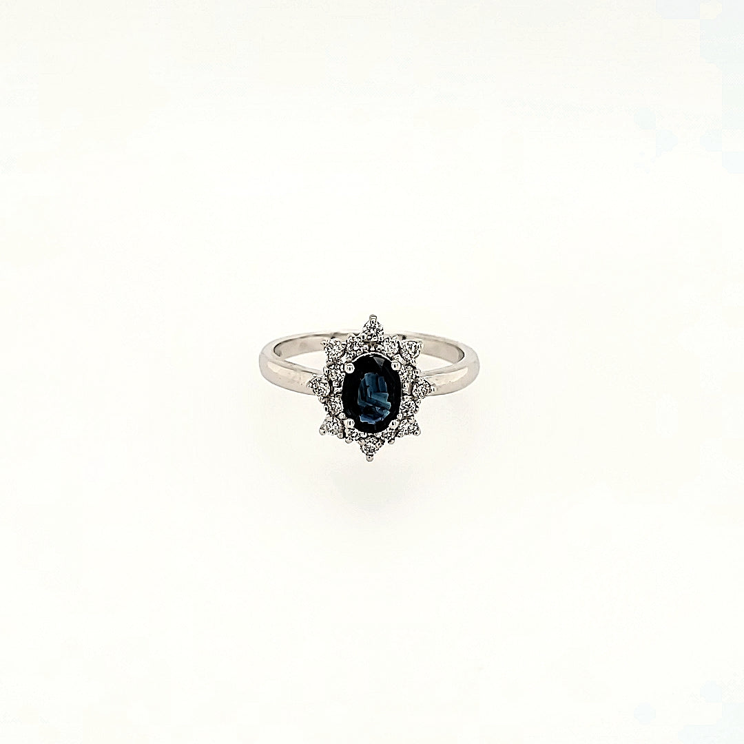 Blue Sapphire Cluster Ring in 14k Gold