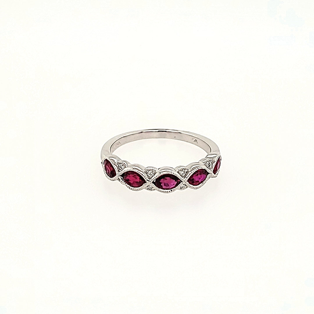 Ruby &amp; Diamond Band in 14k Gold