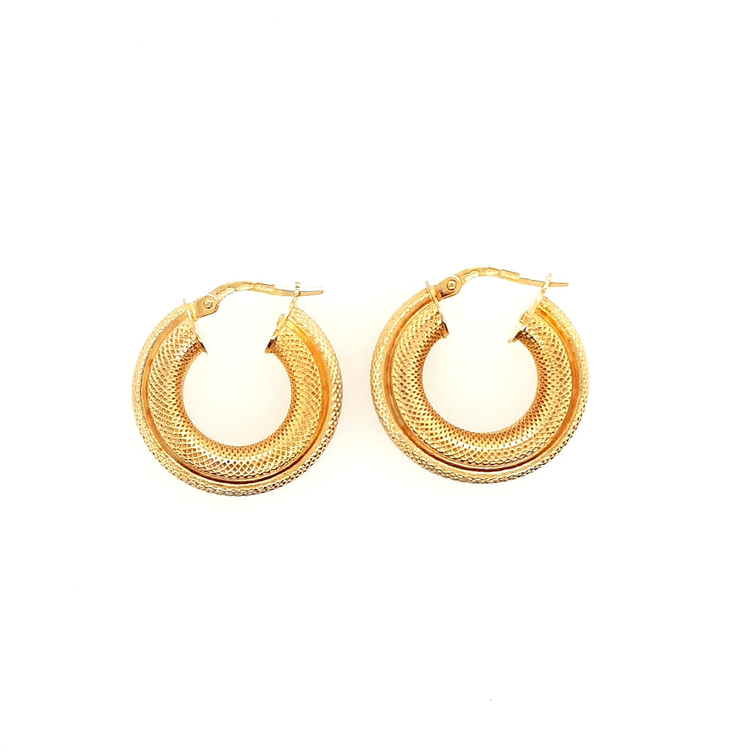 Textured Hoop Earrings in 14k Gold