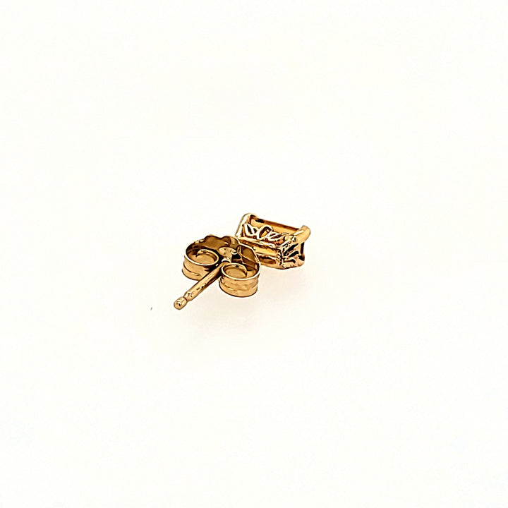 Baguette Cut Citrine Studs in 14k Gold
