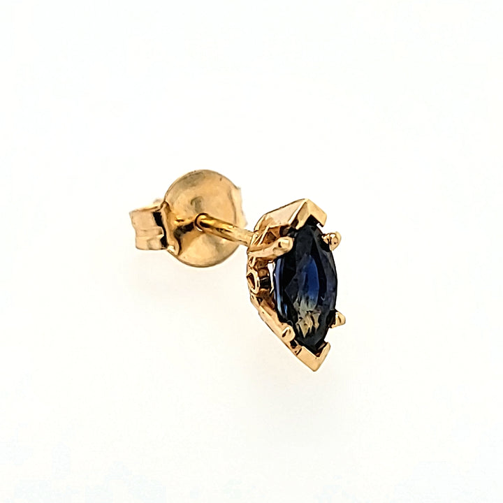 Marquise Cut Blue Sapphire Studs in 14k Gold