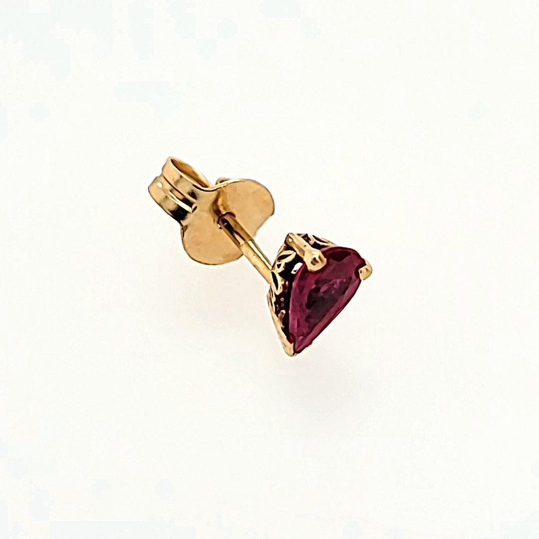 Pear Cut Ruby Studs in 14k Gold