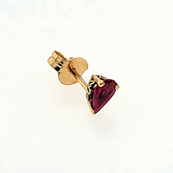Pear Cut Ruby Studs in 14k Gold