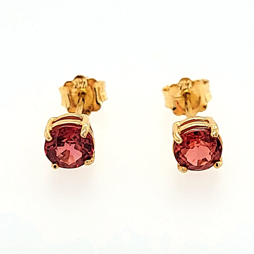 Fire Orange Sapphire Studs in 14k Gold