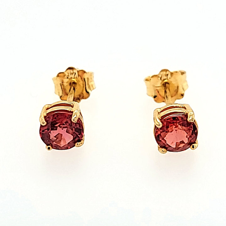 Fire Orange Sapphire Studs in 14k Gold