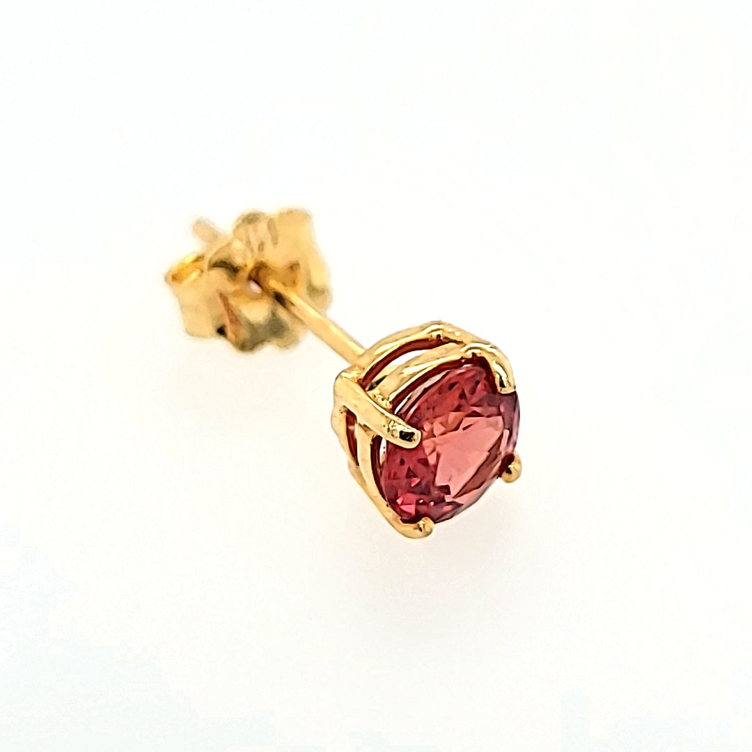 Fire Orange Sapphire Studs in 14k Gold