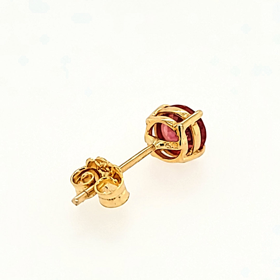 Fire Orange Sapphire Studs in 14k Gold