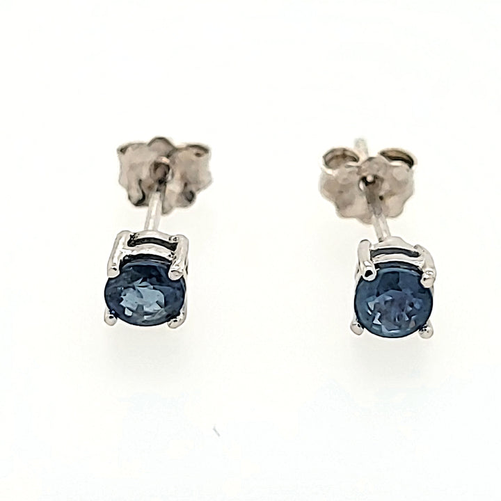 4mm Denim Blue Sapphire Studs in 14k Gold