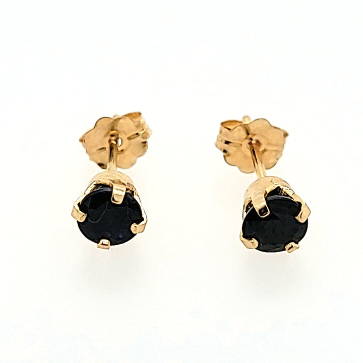 Black Cubic Zirconia Studs in 14k Gold