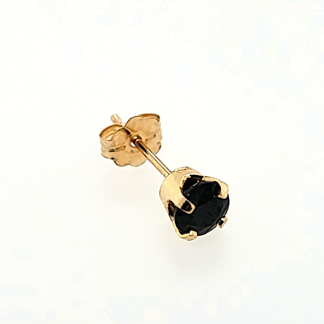 Black Cubic Zirconia Studs in 14k Gold