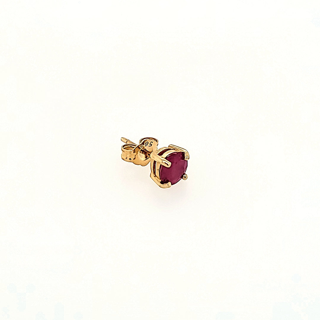 5.5mm Round Cut Ruby Studs in 14k Gold