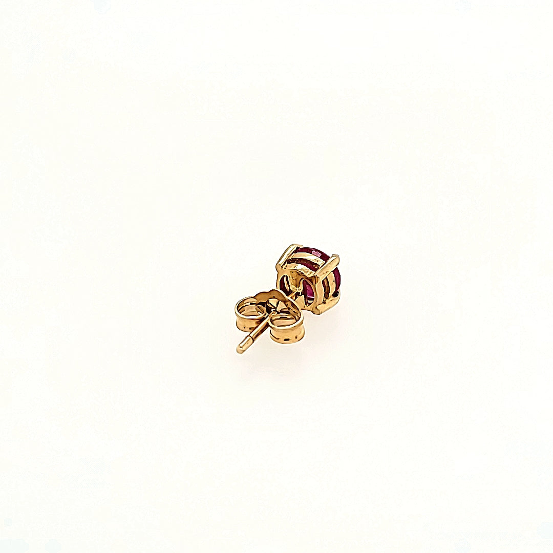 5.5mm Round Cut Ruby Studs in 14k Gold