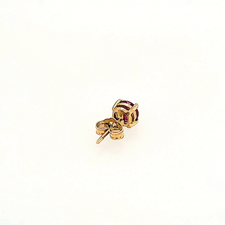 5.5mm Round Cut Ruby Studs in 14k Gold
