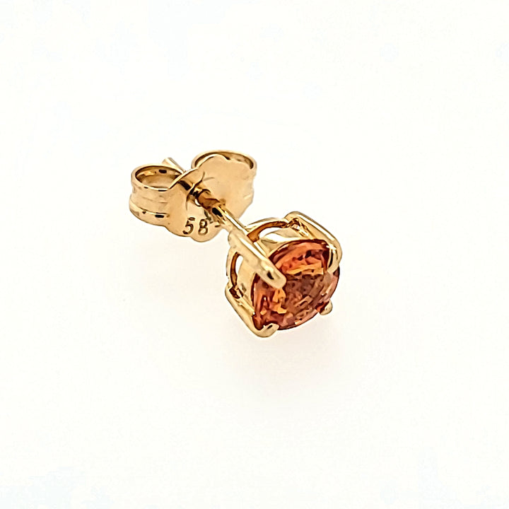 Orange Sapphire Studs in 14k Gold