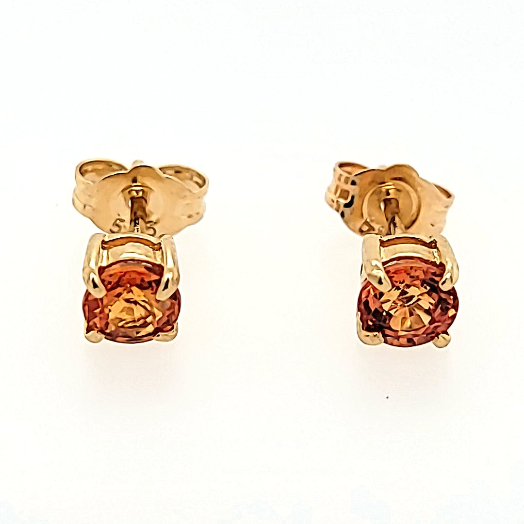 Orange Sapphire Studs in 14k Gold