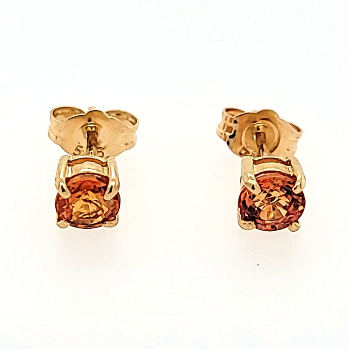 Orange Sapphire Studs in 14k Gold