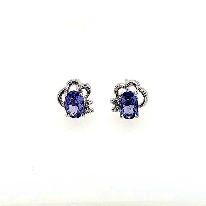 Tanzanite Studs with Diamond Accents in 14k Gold