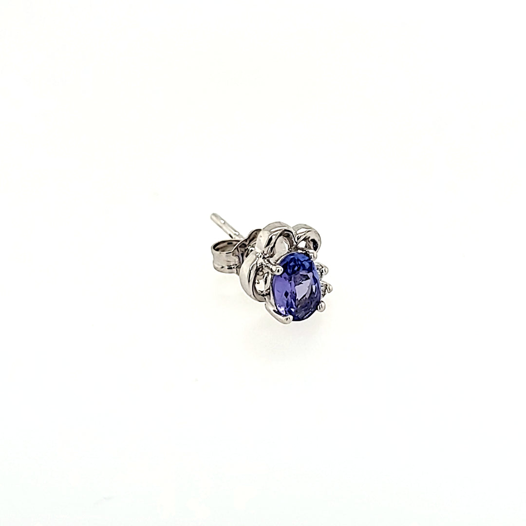 Tanzanite Studs with Diamond Accents in 14k Gold